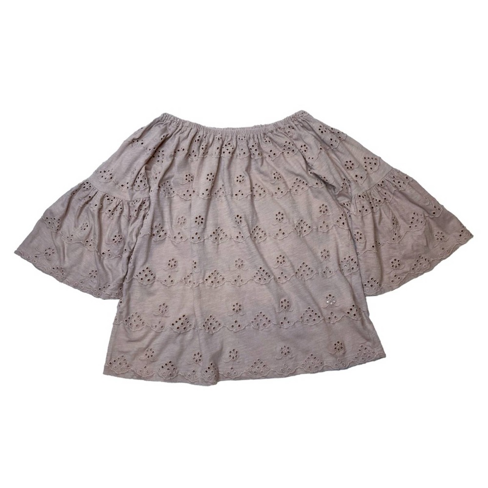 Lucky Brand Off The Shoulder Eyelet Mauve Top